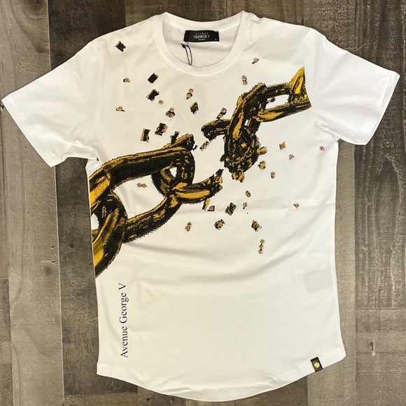 Broken Chain Rhinestone Tshirt By GeorgeV Paris - Picture 1 of 3
